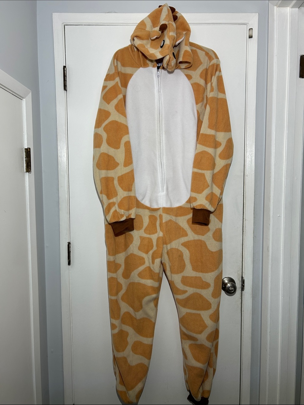 Funziez Giraffe Hooded Adult One-Piece Pajamas Halloween Costume Cosplay L